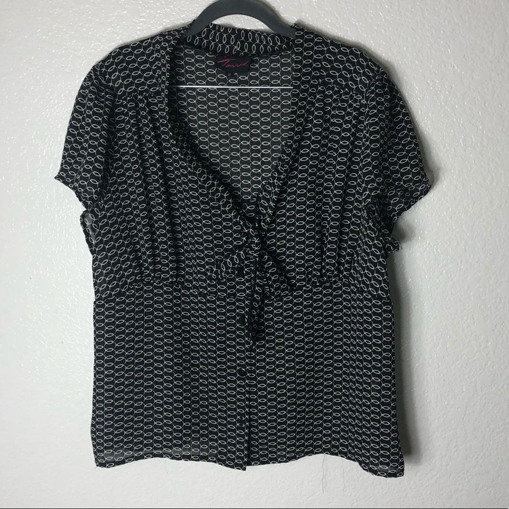 Torrid Short Sleeve Semi-Sheer Blouse